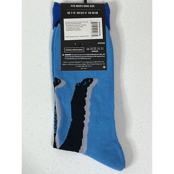 Elvis Presley Graceland Blue Graphic Crew Socks Mens One Size Music Icon - Picture 5 of 6